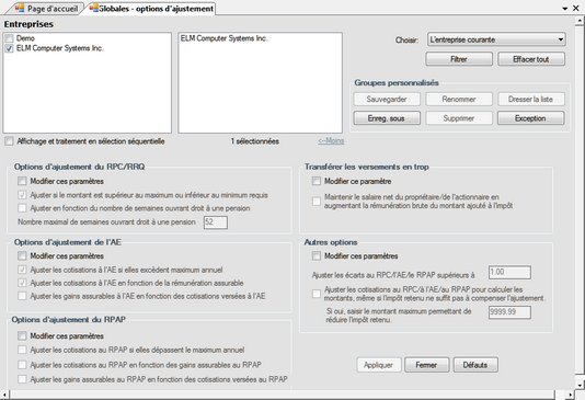 Tools-Global Changes-Adjustment Options-Fr